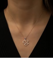 Papatya Silver Yılan Kolye Nano Zirkon Taşlı Rose Gold Kaplama 925 Ayar Gümüş