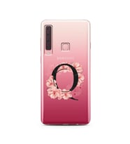 Pembe Çiçekli Harf Tasarım Süper Şeffaf Silikon Telefon Kılıfı Samsung A9 (2018)