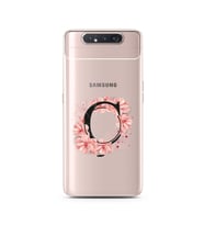 Pembe Çiçekli Harf Tasarım Süper Şeffaf Silikon Telefon Kılıfı Samsung A80 Ç-Har