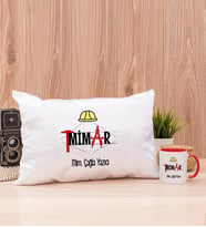 Mimar Dikdörtgen Yastık ve Kırmızı Kupa Bardak
