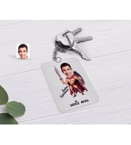 BK Gift Kişiye Özel Kahraman Babam Karikatürlü Şeffaf Pleksi Anahtarlık-1 (Beyaz)