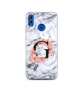 Mermer Çiçekli Harf Tasarım Süper Şeffaf Silikon Telefon Kılıfı Huawei Honor 10 