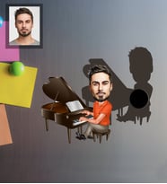 Kişiye Özel Piyanist Karikatürlü Ahşap Magnet Bay-1