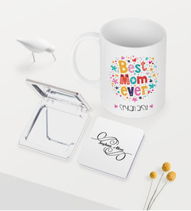 BK Gift Kişiye Özel En İyi Anne Beyaz Kupa Ayna Seti - 5 (Model 1)