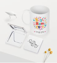BK Gift Kişiye Özel En İyi Anne Beyaz Kupa Ayna Seti - 5 (Model 1)