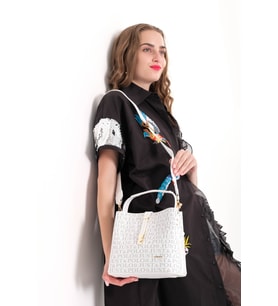 Just Polo Beyaz Kadın Kilit Detaylı Omuz Çantası 6222098