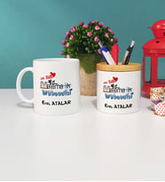 Mesajlı Matematik Mühendisi Tasarımlı Kişiye Özel Matematik Mühendisi Kupa Bardak ve Kalemlik Hediye Seti