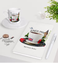 BK Gift Kişiye Özel İngilizce Öğretmeni Beyaz Defter Kalem Türk Kahvesi Fincanı Seti-8 (Model 1)