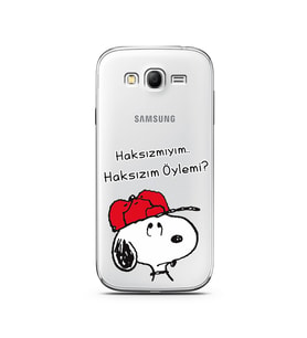 Snoopy Tasarımlı Süper Şeffaf Silikon Telefon Kılıfı Samsung Grand Neo