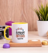 Rehber Öğretmen Ahşap Altlıklı Mumlu Sarı Kupa Bardak