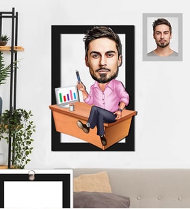 Kişiye Özel İş Adamı Karikatürlü 3D Ahşap Tablo 30x47 Bay-13