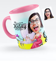 BK Gift Kişiye Özel Bayan Süslü Karikatürlü Pembe Kupa Bardak  1