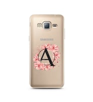 Pembe Çiçekli Harf Tasarım Süper Şeffaf Silikon Telefon Kılıfı Samsung J3 (2016)
