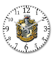 Harry Potter Hufflepuff Hogwarts Duvar Saati Bombeli Gercek Cam