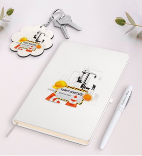 BK Gift Kişiye Özel İnşaat Mühendisi Beyaz Defter Kalem Ve Anahtarlık Hediye Seti-2 (Model 1)