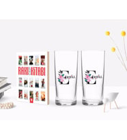 BK Gift Kişiye Özel Renkli Baskılı Harfli İkili Rakı Bardağı ve Rakı Cep Kitabı Hediye Seti-1 (Model 1)