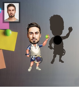 Kişiye Özel Sporcu Karikatürlü Ahşap Magnet Bay-1