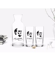 BK Gift Kişiye Özel Renkli Baskılı Atatürk Temalı İkili Rakı Bardağı ve Karaf Hediye Seti-24 (Model 1)