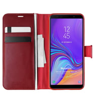 Microsonic Samsung Galaxy A7 2018 Kılıf Delux Leather Wallet Kırmızı