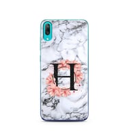 Mermer Çiçekli Harf Tasarım Süper Şeffaf Silikon Telefon Kılıfı Huawei Y7 Pro 20
