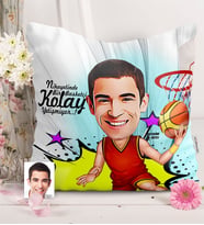 BK Gift Kişiye Özel Bay Basketbolcu Karikatürlü  Yastık  1