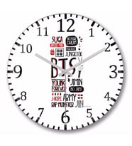 Bts Duvar   Saati Bombeli Gercek Cam