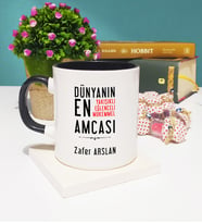 Amca Tasarımlı Kişiye Özel Amca Kupa Bardak Siyah