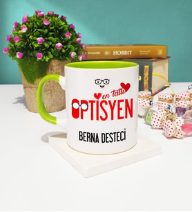 Mesajlı Optisyen Tasarımlı Kişiye Özel Optisyen Kupa Bardak Yeşil