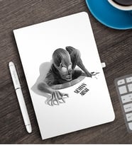 BK Gift Kişiye Özel 3D Çizim Kapaklı Beyaz Defter Kalem Seti - 5