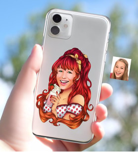 BK Gift Kişiye Özel Kadın Karikatürlü iPhone 11 İnce Şeffaf Silikon Telefon Kapağı-54 (Beyaz)