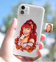 BK Gift Kişiye Özel Kadın Karikatürlü iPhone 11 İnce Şeffaf Silikon Telefon Kapağı-54 (Beyaz)