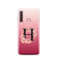 Pembe Çiçekli Harf Tasarım Süper Şeffaf Silikon Telefon Kılıfı Samsung A9 (2018)