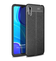 Microsonic Xiaomi Redmi 9A Kılıf Deri Dokulu Silikon Siyah
