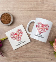Love Tasarım Hediyelik Beyaz Kupa Bardak Ve Bardak Altlığı Seti