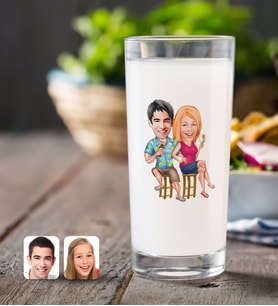 BK Gift Kişiye Özel Sevgililer Karikatürlü Rakı Bardağı-51 (Beyaz)
