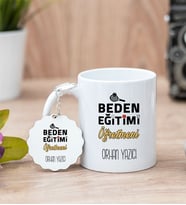 Beden Eğitimi Öğretmeni Beyaz Kupa Bardak Ve Anahtarlık Set