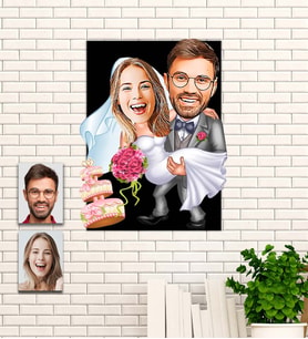 Kişiye Özel Sevgililer Günü Hediyesi Evleniyoruz Karikatür Ahşap Tablo