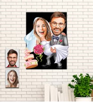 Kişiye Özel Sevgililer Günü Hediyesi Evleniyoruz Karikatür Ahşap Tablo