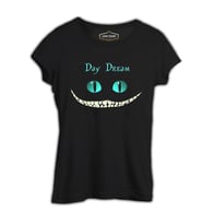 Alice in Wonderland - Cat Siyah Kadın Tshirt
