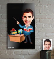 BK Gift Kişiye Özel Bay Öğretmen Karikatür Ahşap Tablo - 4