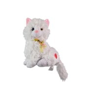 Miyavlayan Sesli Kedi Peluş 35 Cm (Beyaz-Gri)