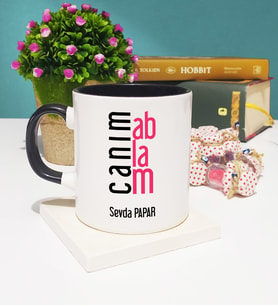 Ablaya Canım Ablam Tasarımlı Kişiye Özel Abla Kupa Bardak Siyah