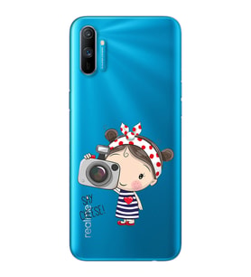 Foto Kız Tasarımlı Süper Şeffaf Silikon Telefon Kılıfı Oppo Realmi C3