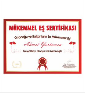 14 Şubat Sevgililer Mükemmel Eş Sertifikası