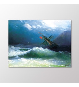 Arty Tablo Fırtınalı Denizde Gemi, 1858 Tablo (Karışık)