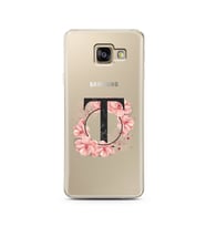 Pembe Çiçekli Harf Tasarım Süper Şeffaf Silikon Telefon Kılıfı Samsung A3 (2017)