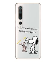 Snoopy Tasarımlı Süper Şeffaf Silikon Telefon Kılıfı Xiomai Mi10- Mi 10 Pro