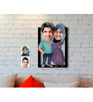 BK Gift Kişiye Özel Sevgililer Karikatürlü 3D Ahşap Tablo-61