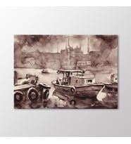 Arty Tablo Suluboya Tekneler ve İstanbul Tablo (Karışık)