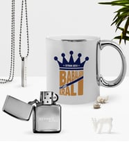 BK Gift Kişiye Özel Babaların En Kralı Krom Kupa Benzinli Çakmak Kolye Seti (Model 1)